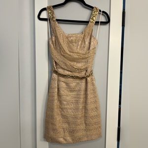 Express Champagne Lace & Jeweled Dress
